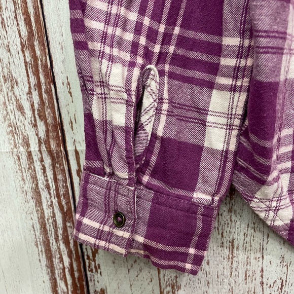 SO Girls Cotton Flannel Magenta & White Plaid Long Sleeve Size Large 10/12 #5018 - Picture 8 of 12